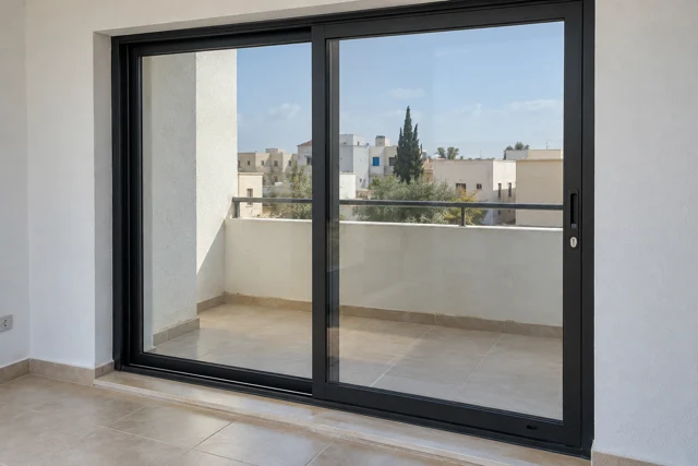 Inspiration — Baie coulissante aluminium noire donnant sur une terrasse