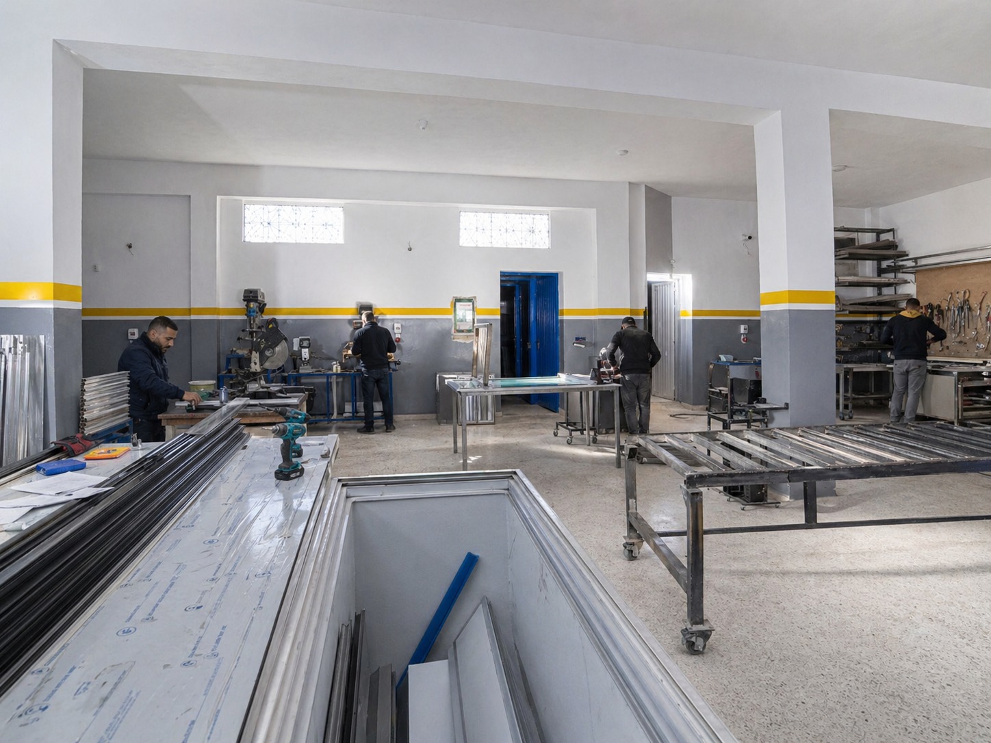 Postes de travail et établis de l’atelier Maison216 à Borj Cedria
