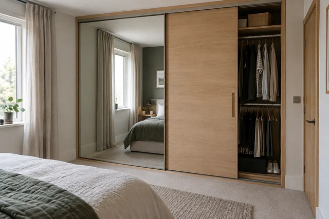 Le miroir toute hauteur — Miroir · chêne. Inspiration de pièce 3,2 × 3,6 m