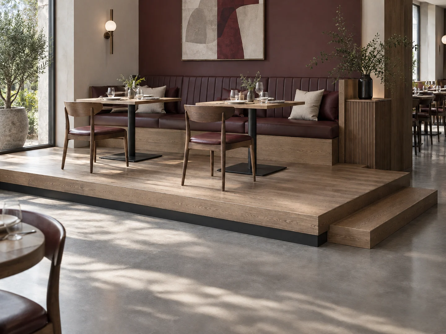 Estrade de zone assise pour restaurant