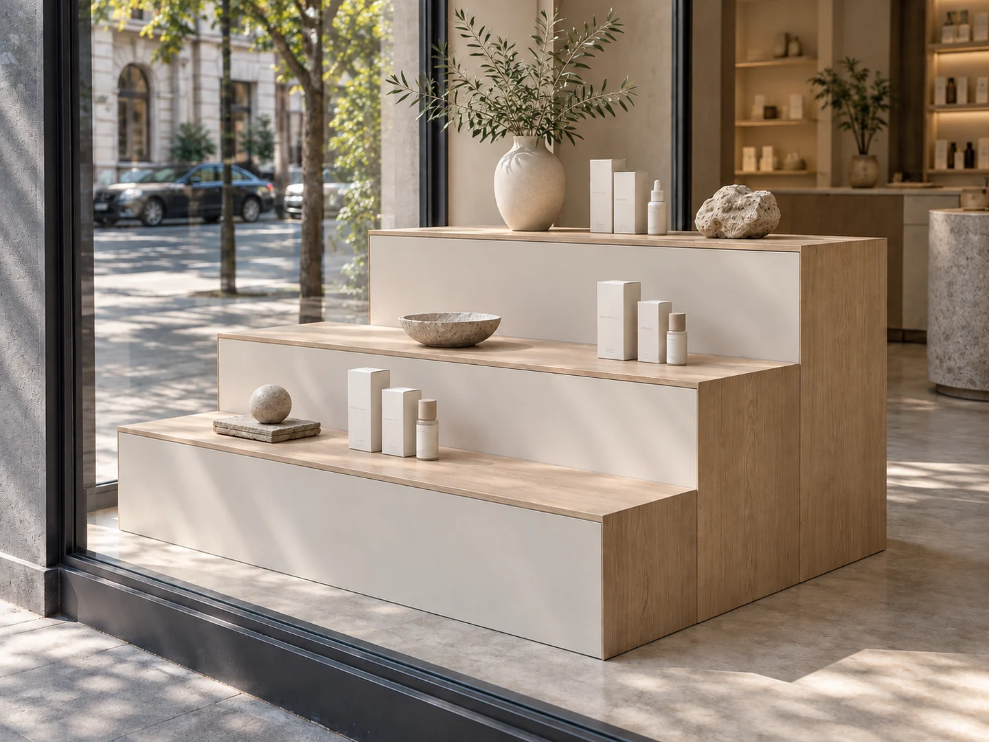 Podium de vitrine à niveaux