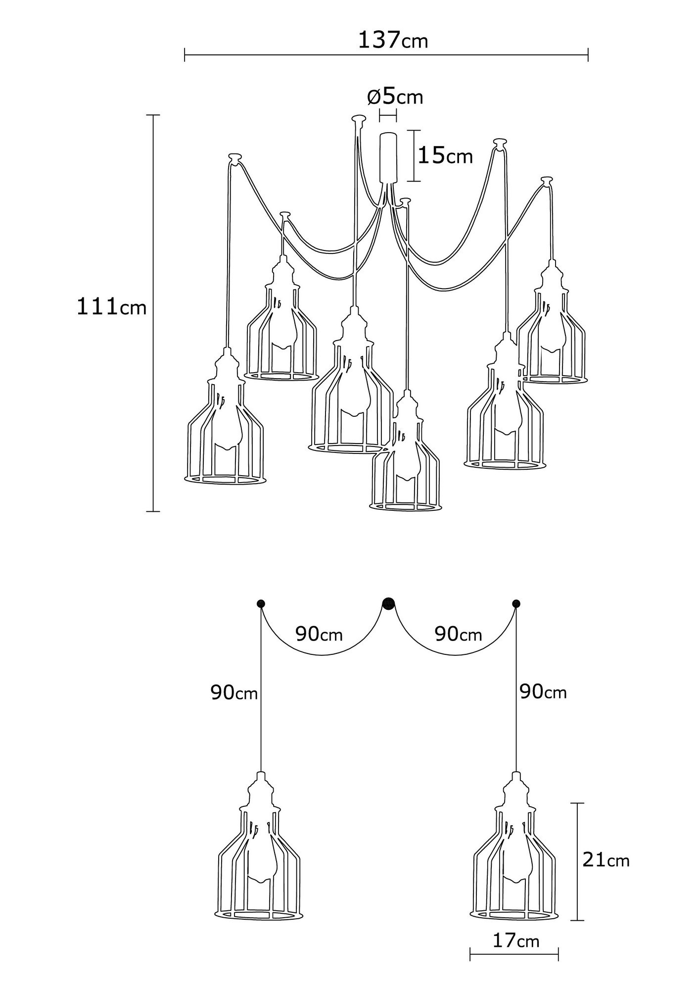 Alacati Lustre | CORPS EN MÉTAL | Noir - Image 4