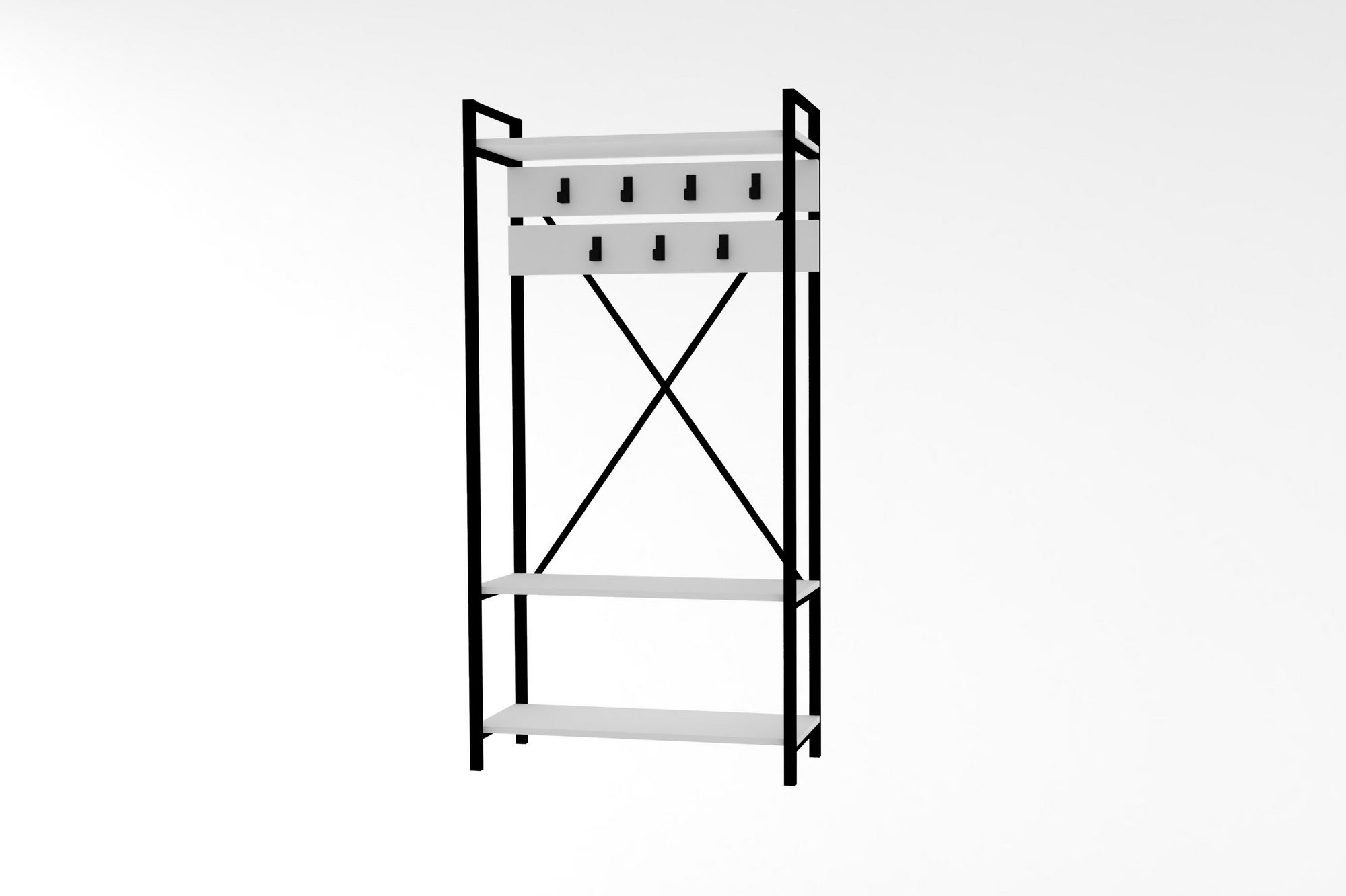 Alfa H Meuble d'entrée | 100 % MÉLAMINE | Blanc, Gris - Image 3