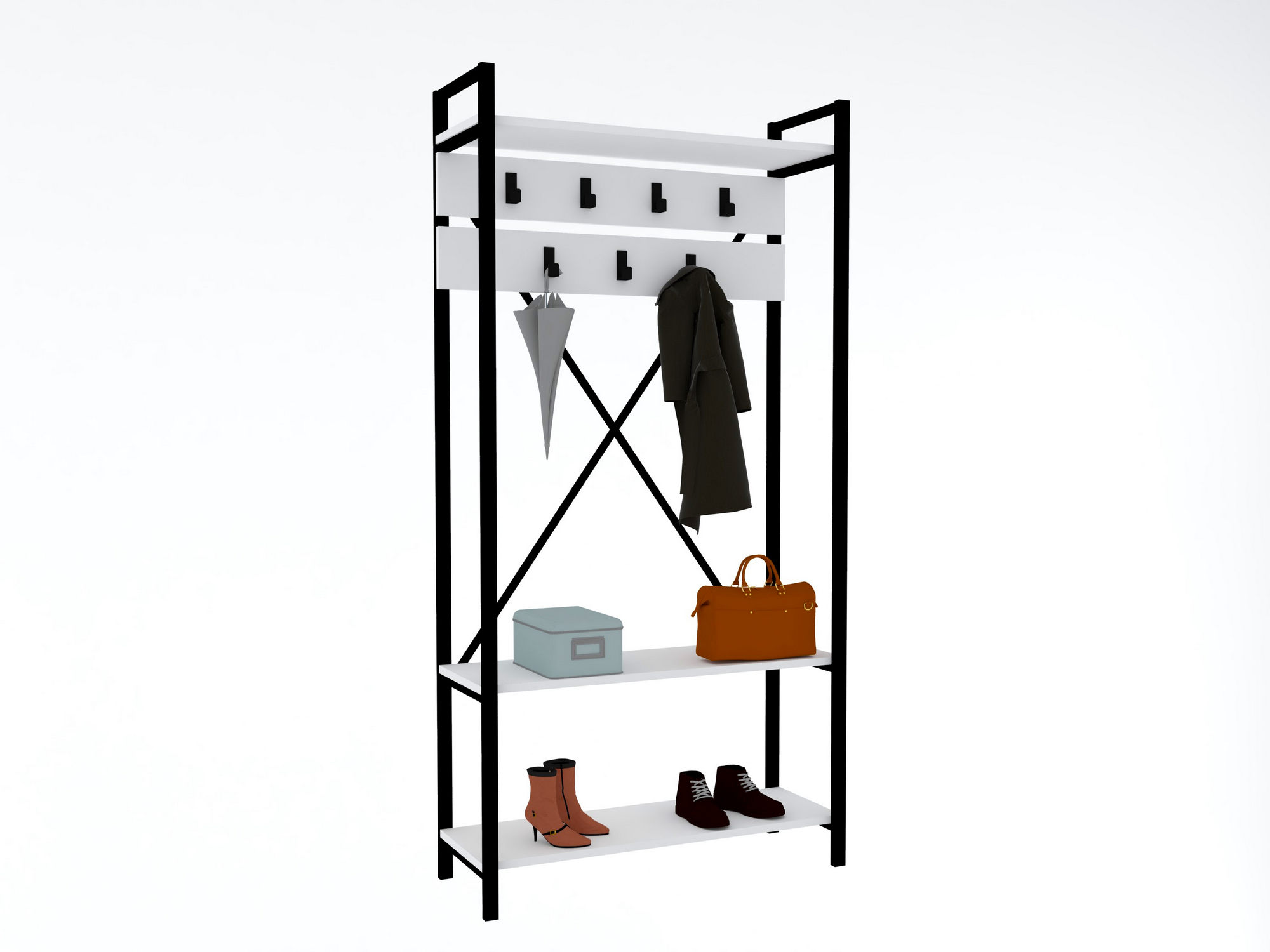 Alfa H Meuble d'entrée | 100 % MÉLAMINE | Blanc, Gris - Image 5