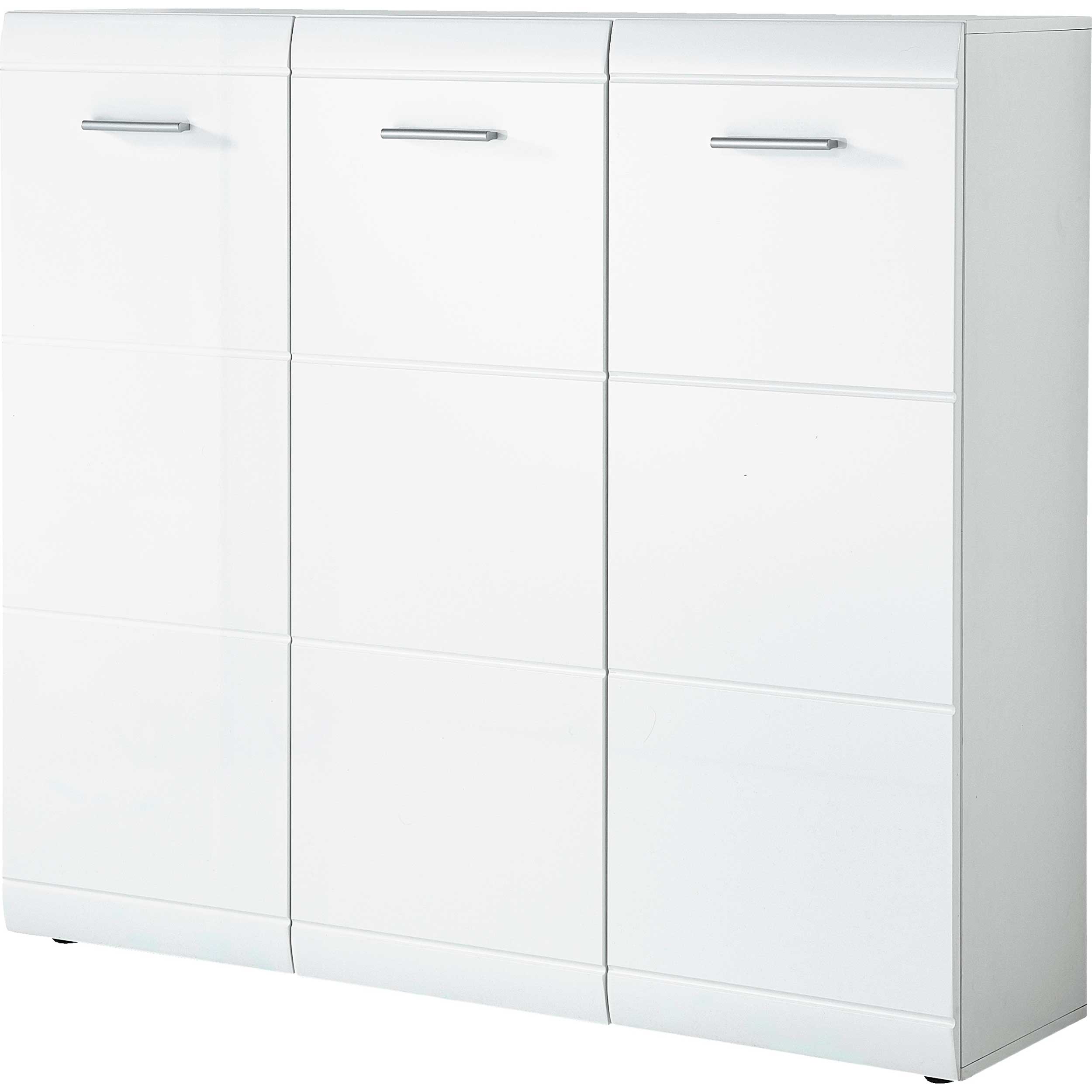 Armoire à chaussures Allan 134cm avec 3 portes - blanc brillant - Image 9