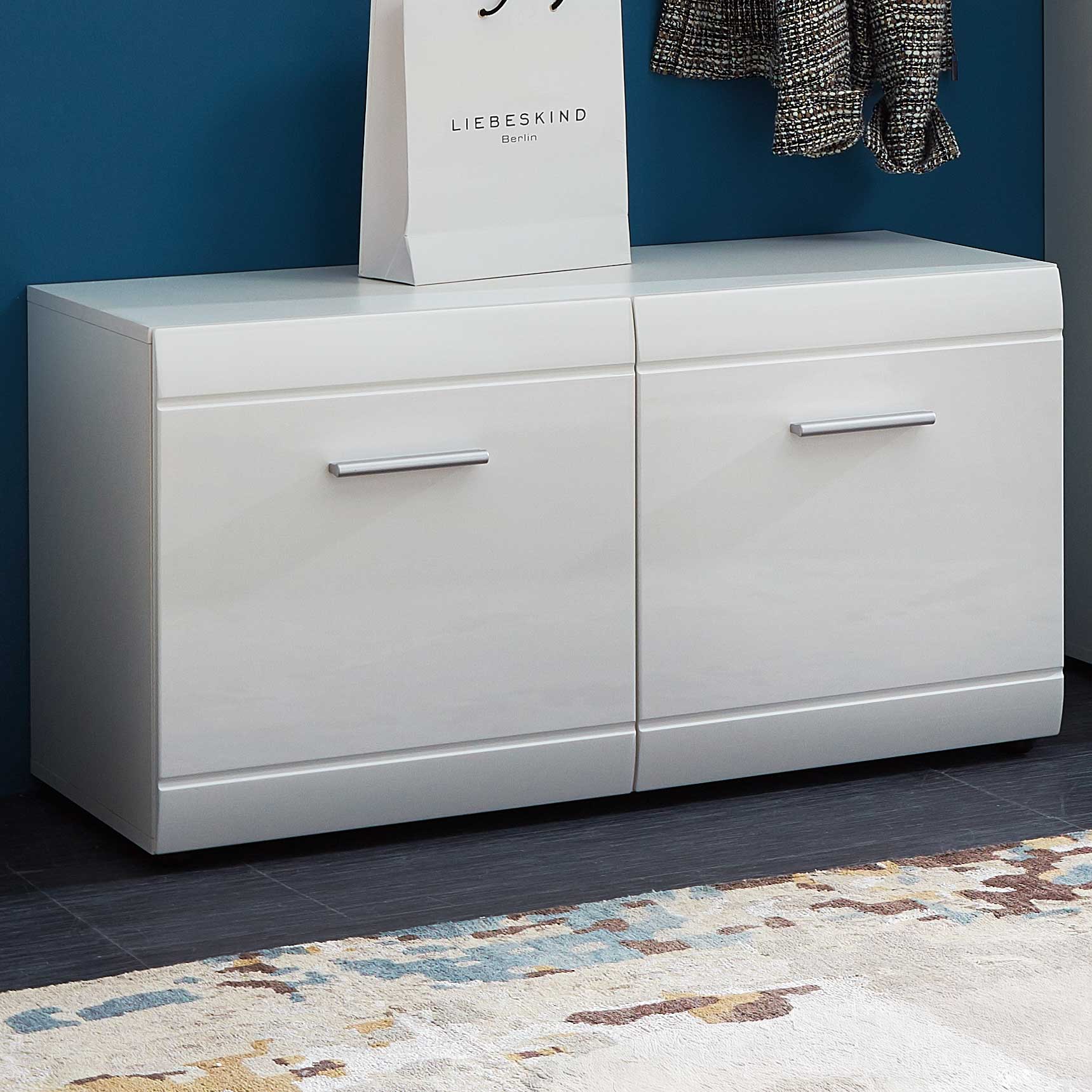 Armoire à chaussures Allan 96cm avec 2 portes - blanc