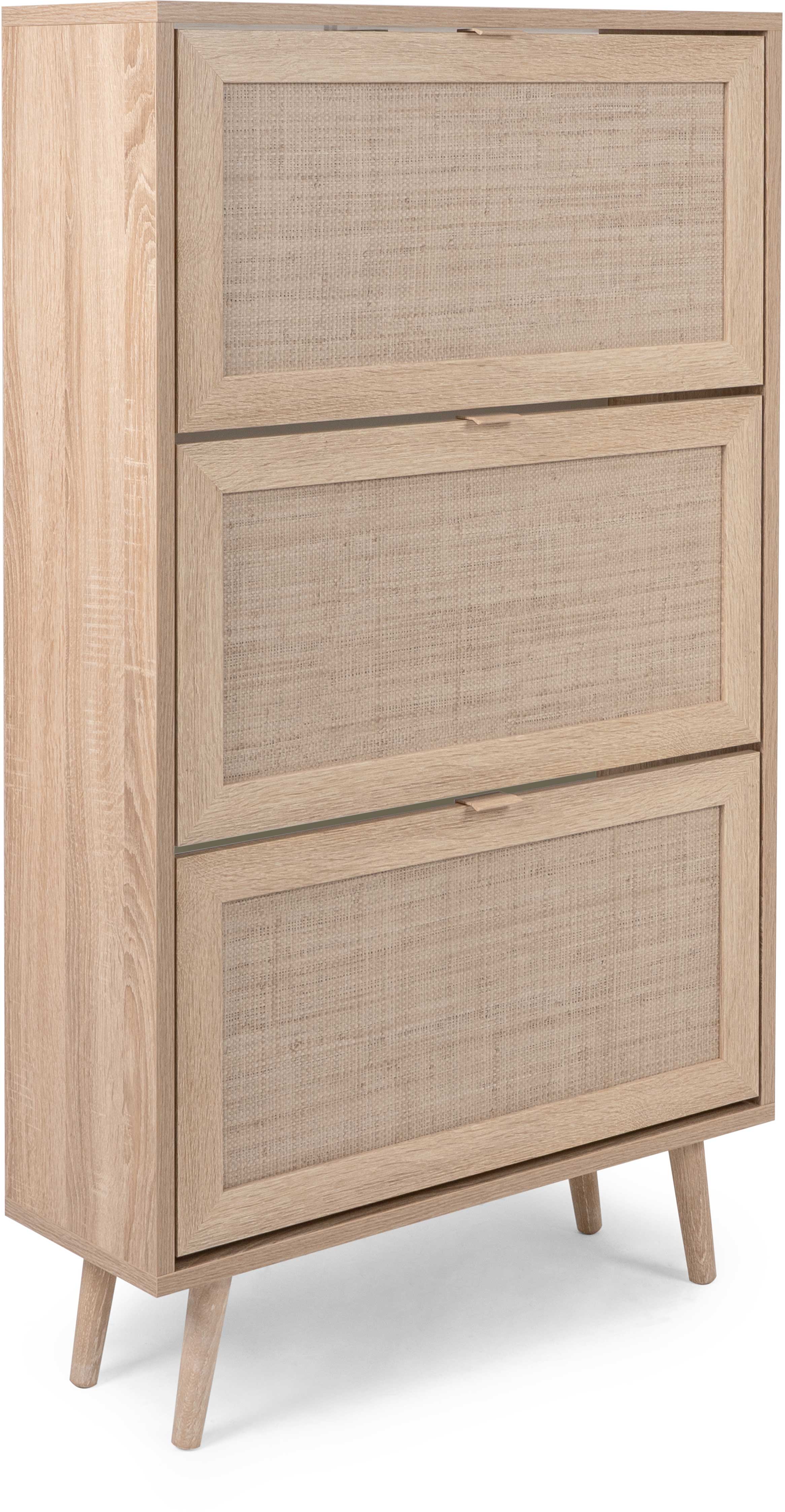 Armoire à chaussures Bilal 70cm 3 portes - chêne/raphia imprimé - Image 10