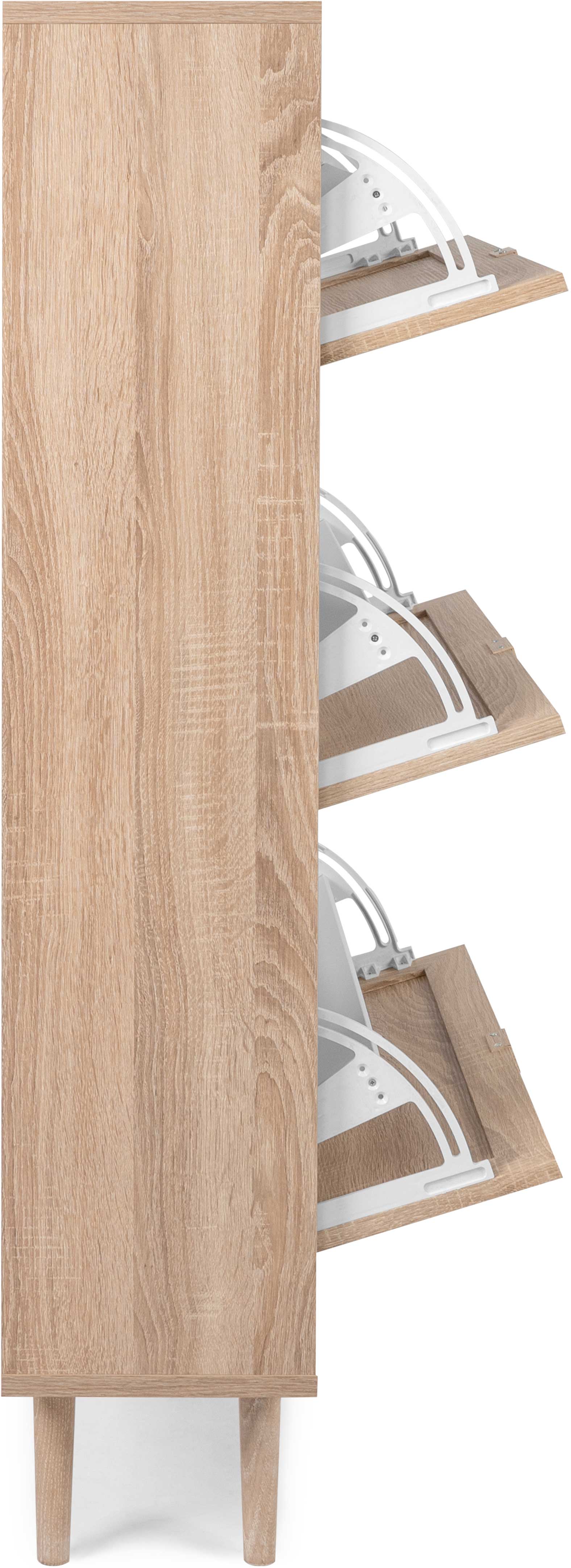 Armoire à chaussures Bilal 70cm 3 portes - chêne/raphia imprimé - Image 3