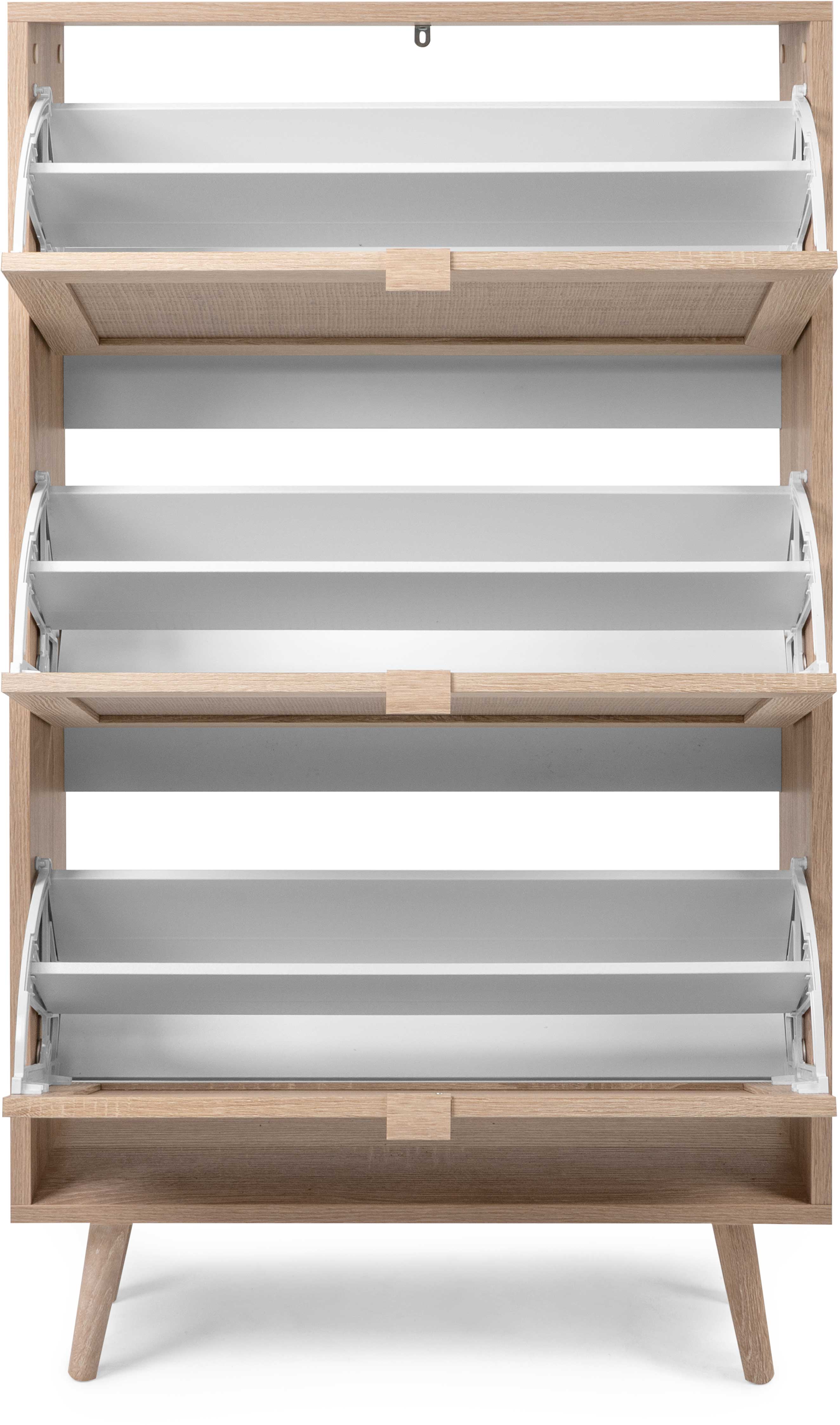 Armoire à chaussures Bilal 70cm 3 portes - chêne/raphia imprimé - Image 5