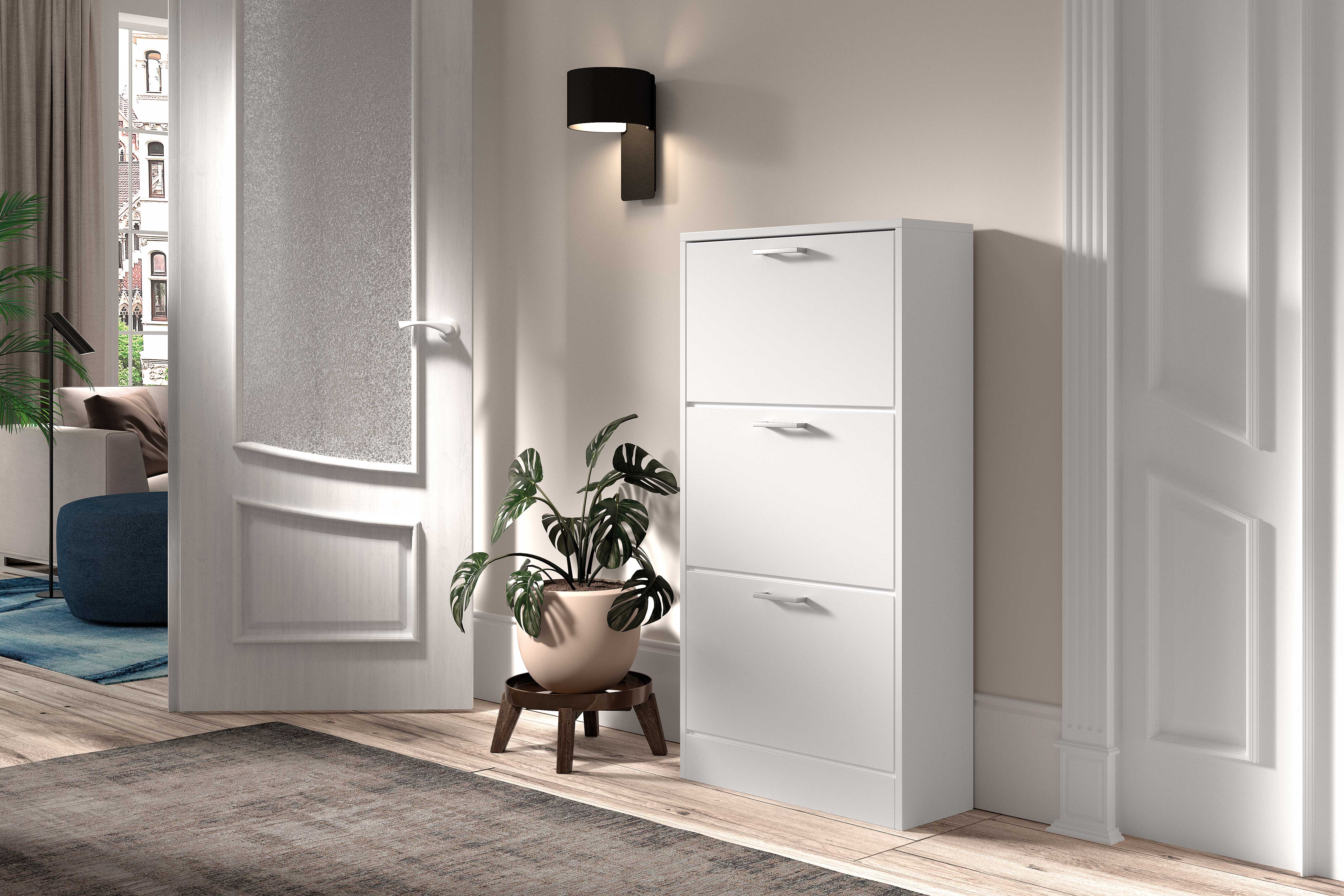 Armoire à chaussures Carini 3 tiroirs - blanc - Image 8