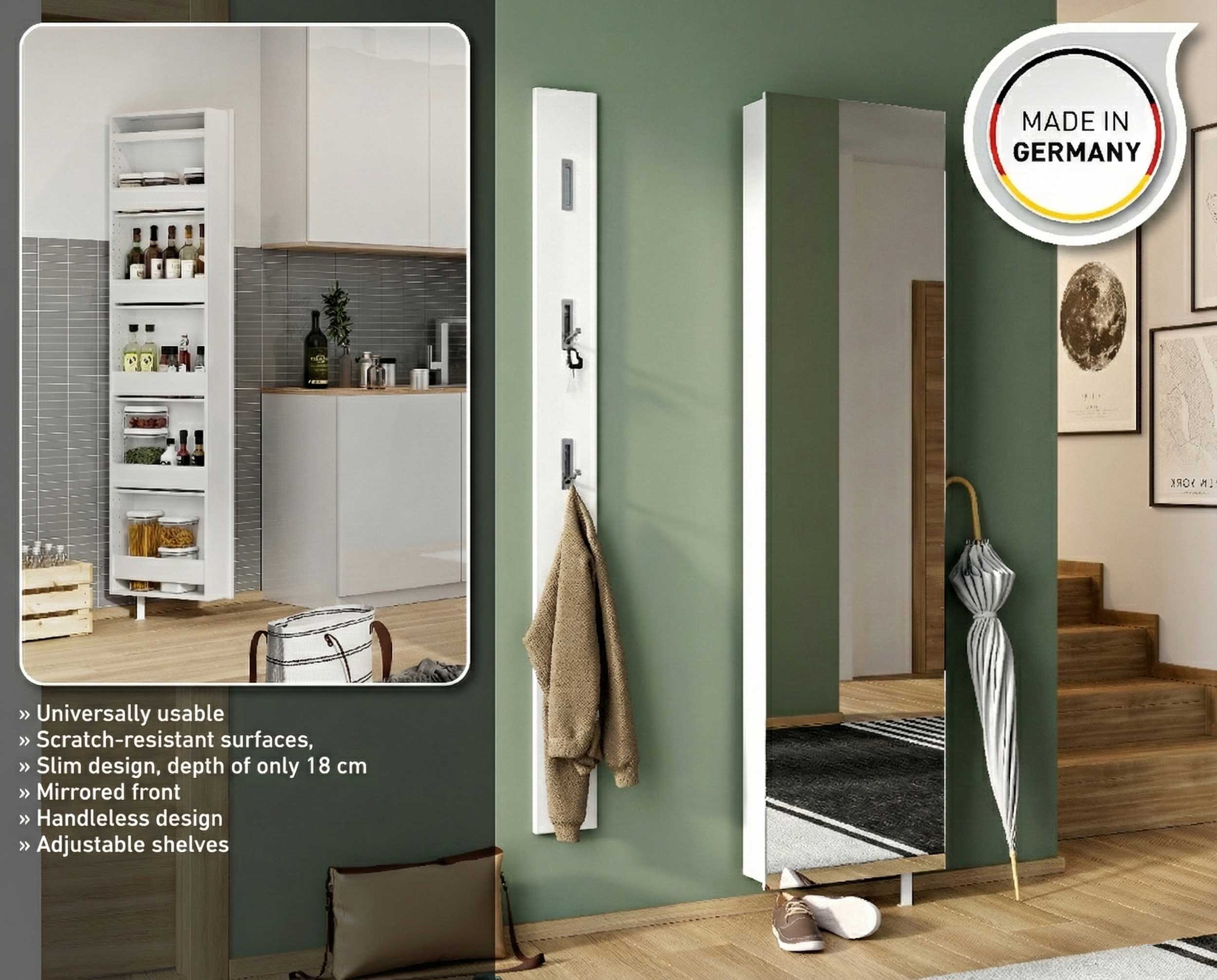 Armoire à chaussures & de rangement pivotante Larsen - blanc - Image 8