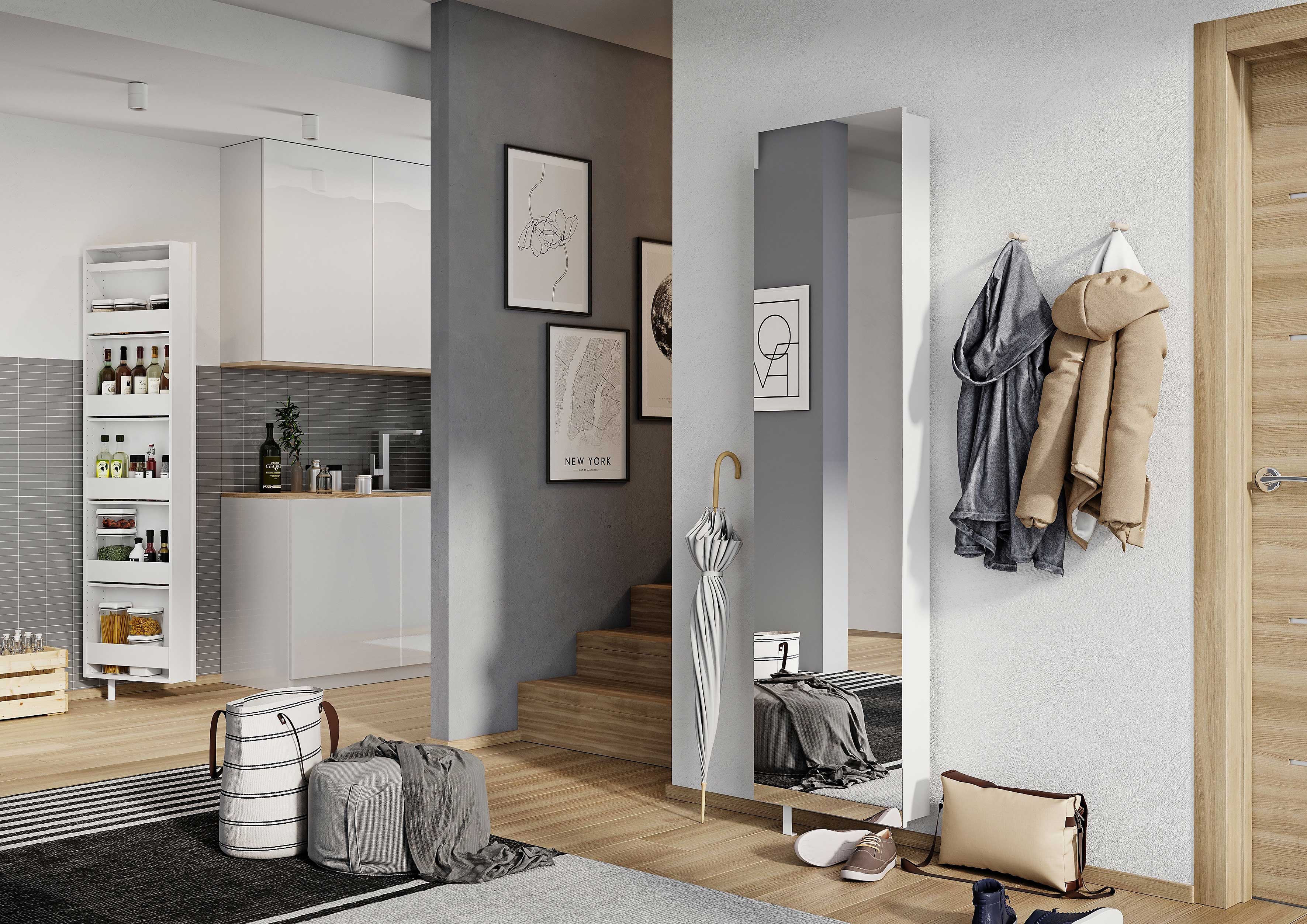 Armoire à chaussures & de rangement pivotante Larsen - blanc - Image 9