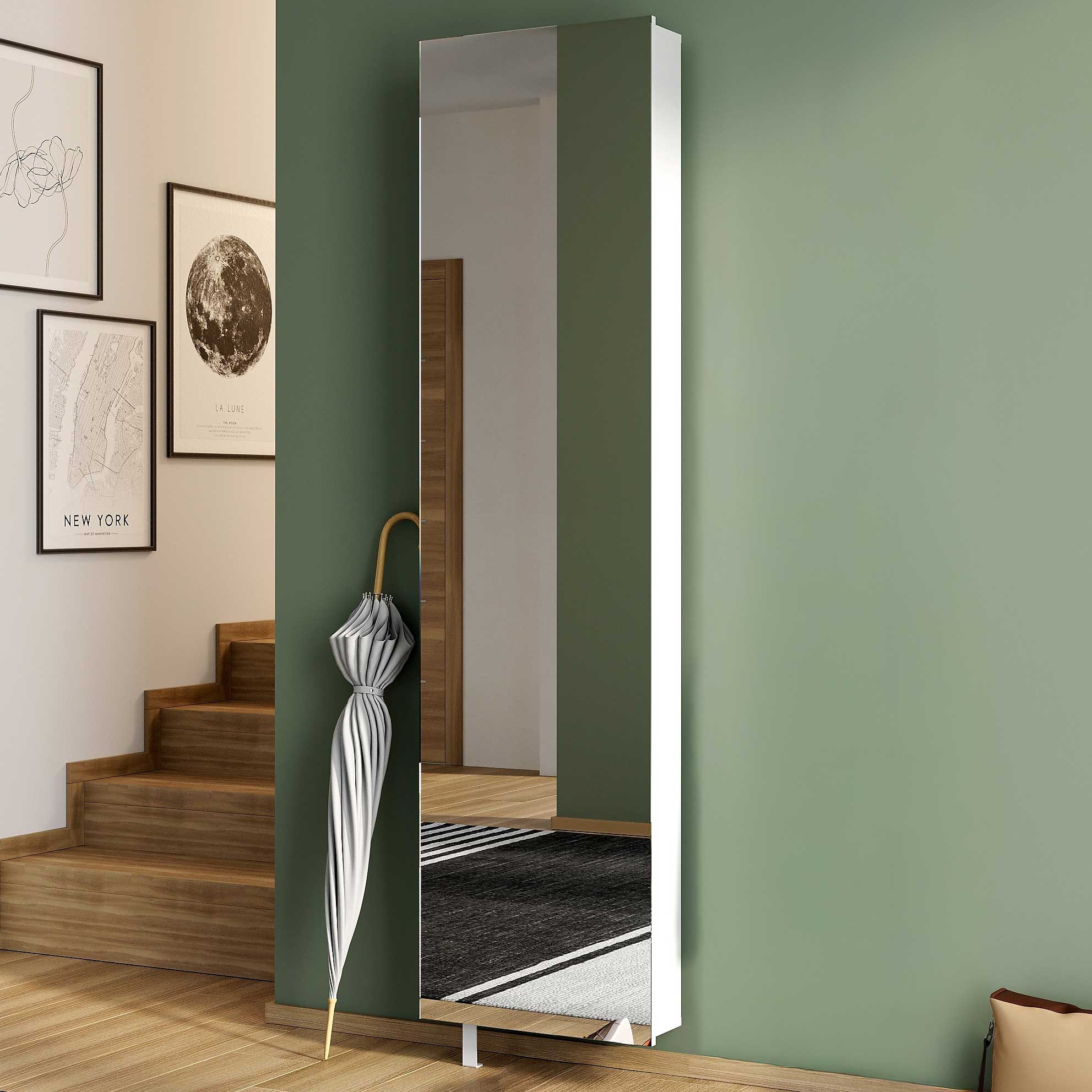 Armoire à chaussures & de rangement pivotante Larsen - blanc