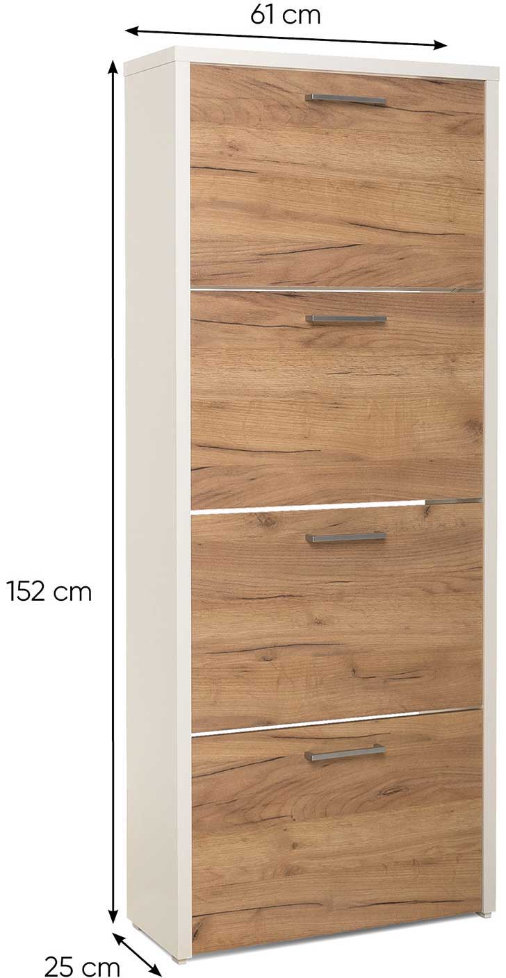 Armoire à chaussures Fulda 4 tiroirs - blanc/chêne - Image 3