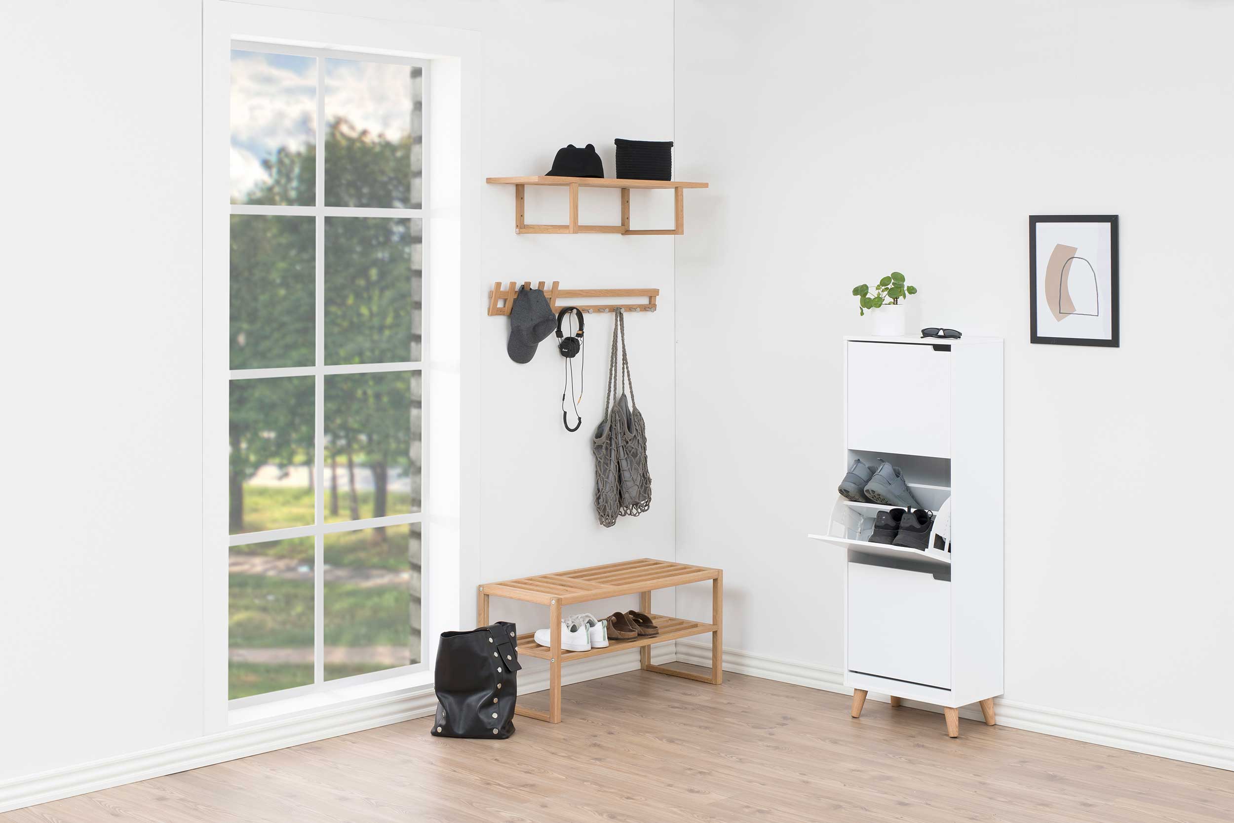 Armoire à chaussures Mistra 47cm, 3 portes - blanc - Image 10