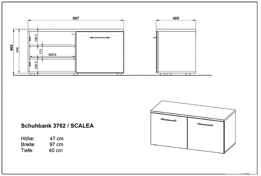 Armoire à chaussures Scifo 97cm avec 2 portes - blanc - Image 4