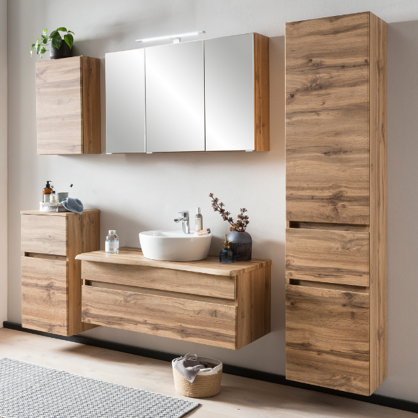 Armoire à lavabo Vikas 101cm 2 tiroirs - chêne - Image 6