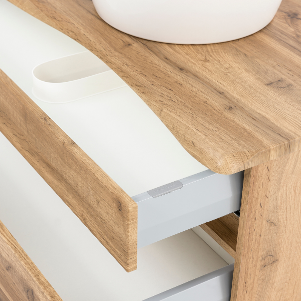 Armoire à lavabo Vikas 101cm 2 tiroirs - chêne - Image 7