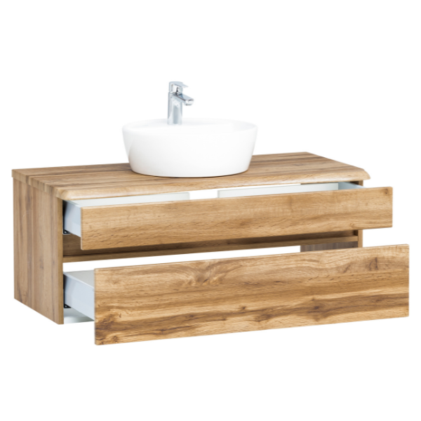 Armoire à lavabo Vikas 101cm 2 tiroirs - chêne - Image 10