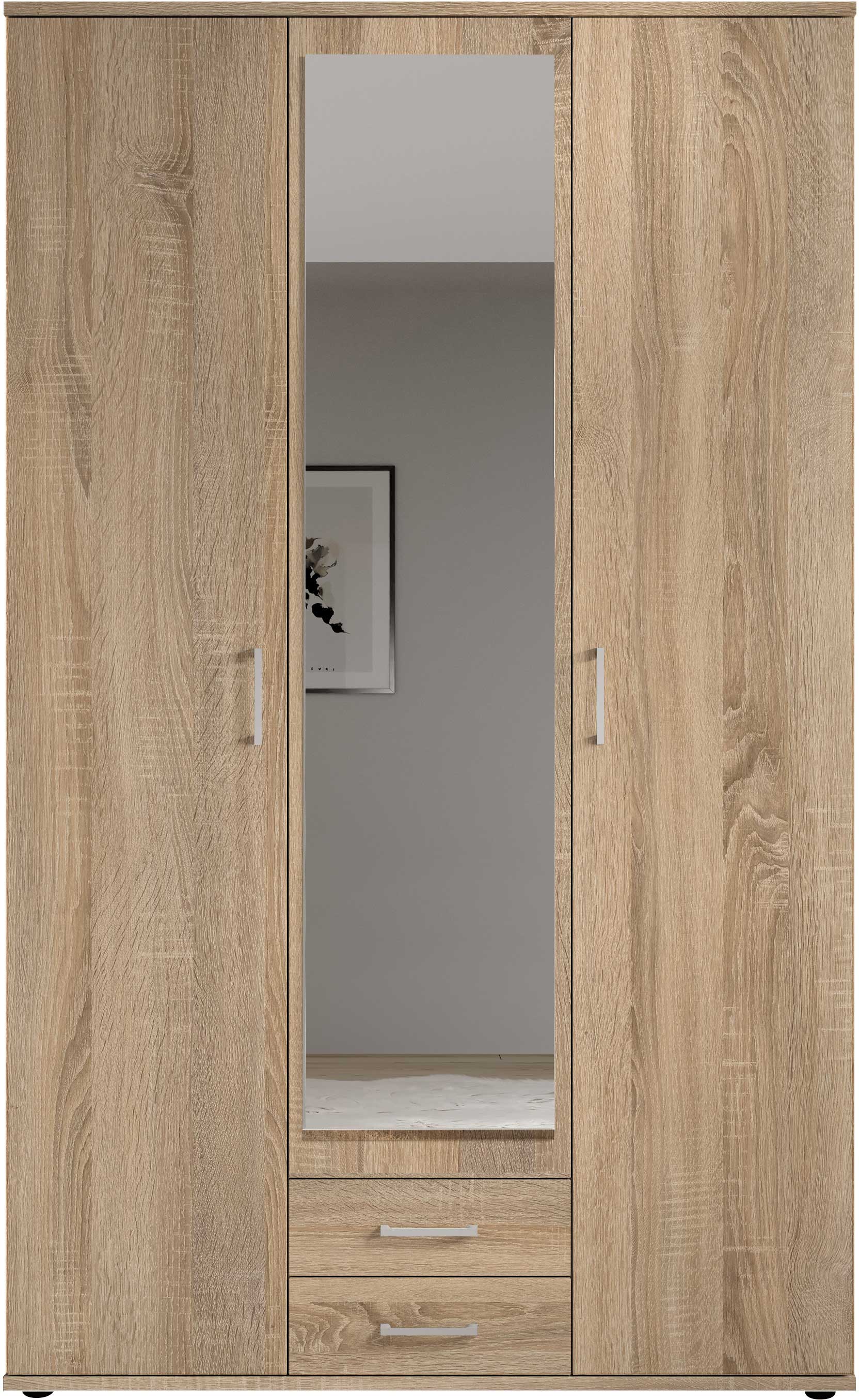 Armoire à vêtements Daniela 120cm à 3 portes & 2 tiroirs - chêne - Image 3