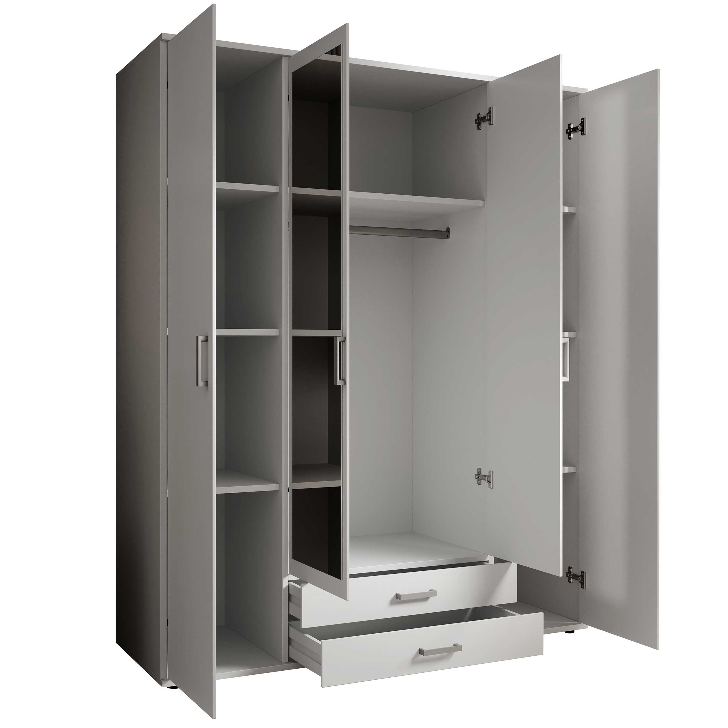 Armoire à vêtements Daniela 160cm à 4 portes & 2 tiroirs - blanc - Image 2