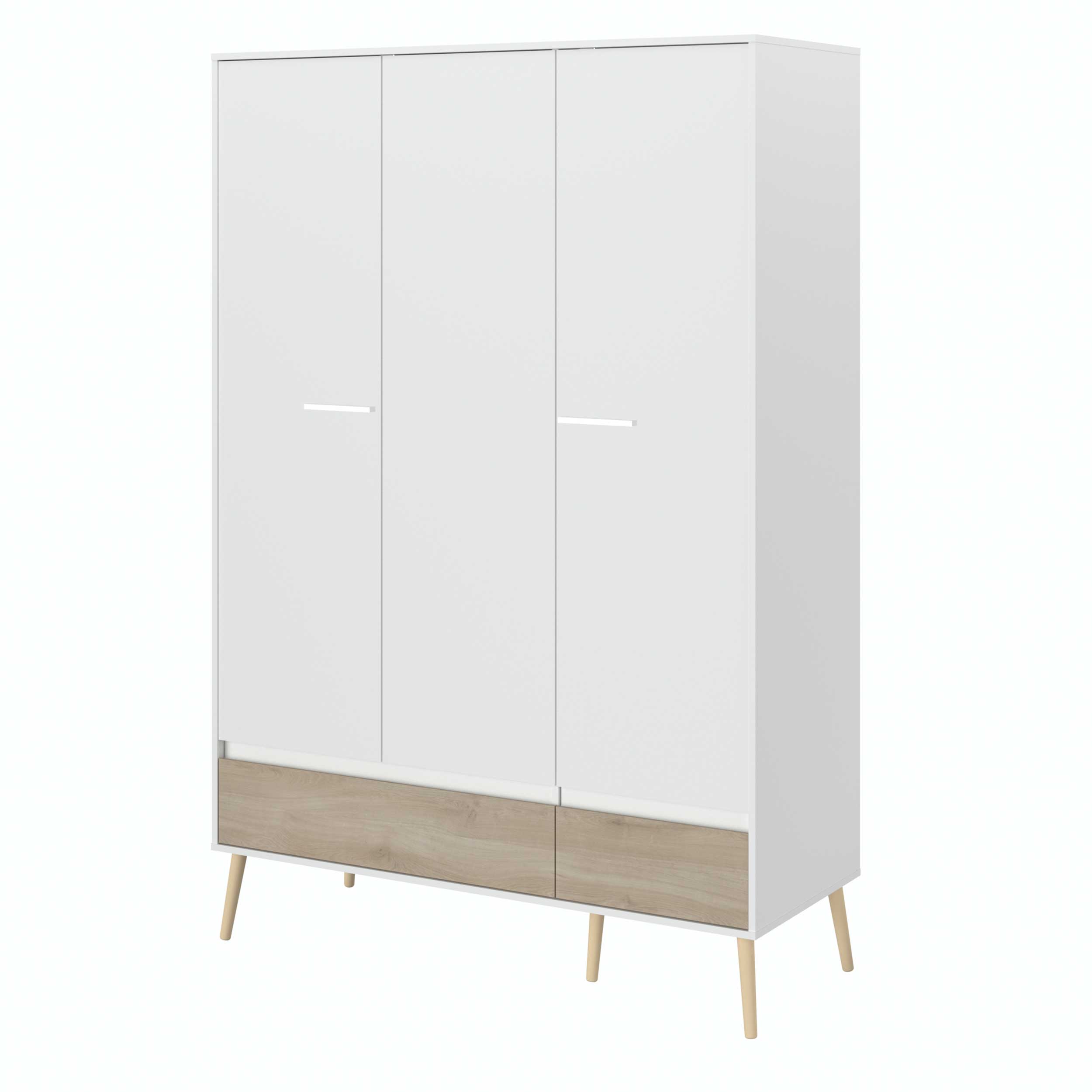 Armoire à vêtements Hardy 135 cm avec 3 portes - blanc/chêne - Image 5