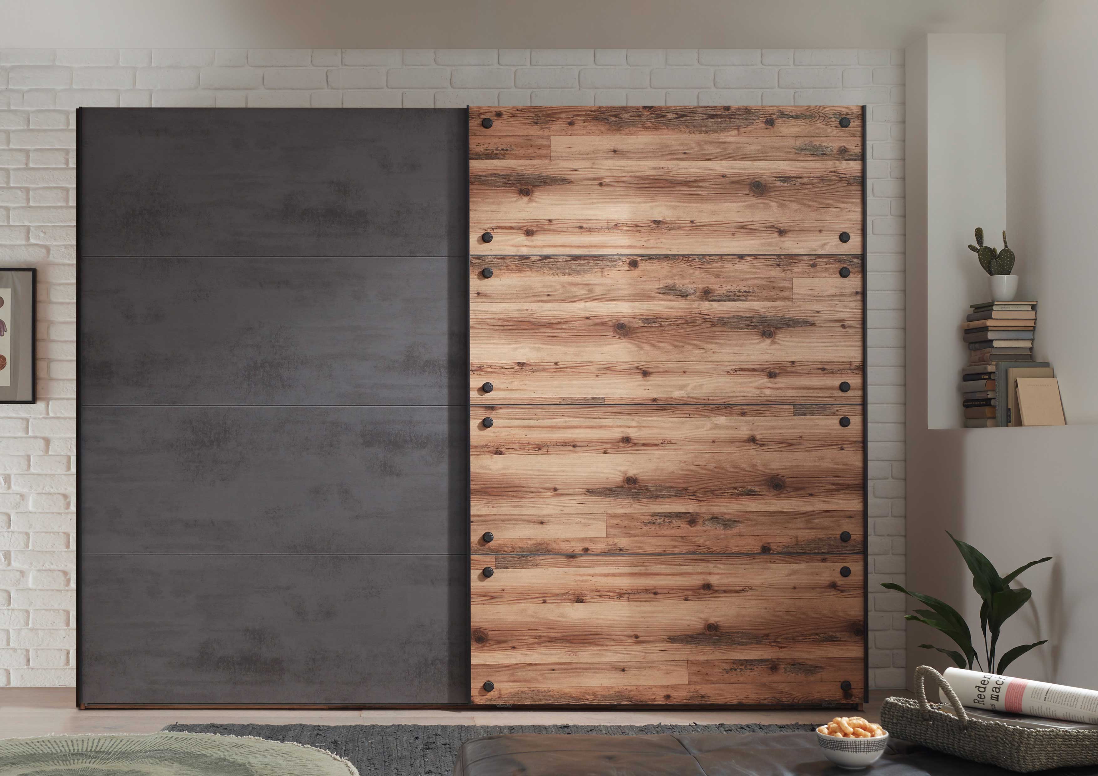 Armoire à vêtements Kalas 270cm avec 2 portes - gris/brun - Image 8