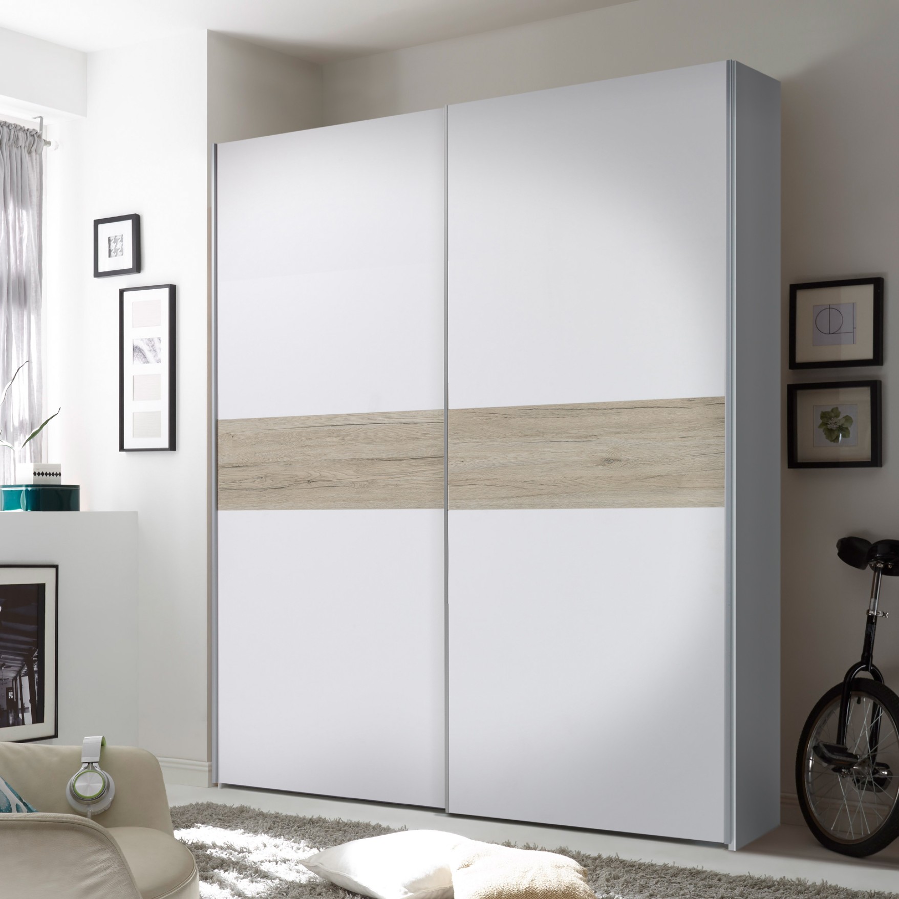Armoire à vêtements Salamanca 170cm avec 2 portes - blanc/chêne