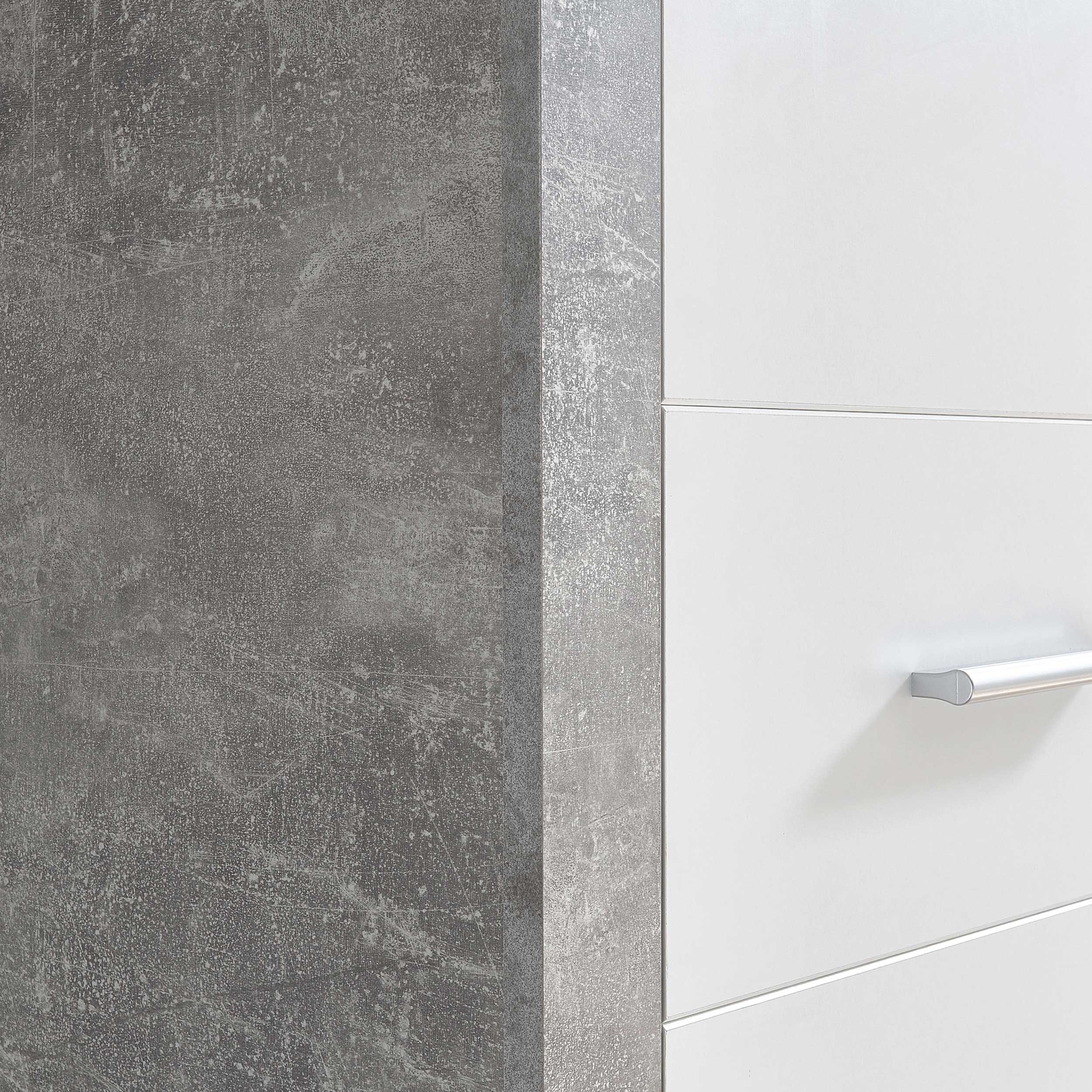 Armoire à vêtements Storck 151cm 3 portes & 2 tiroirs - béton/blanc - Image 3