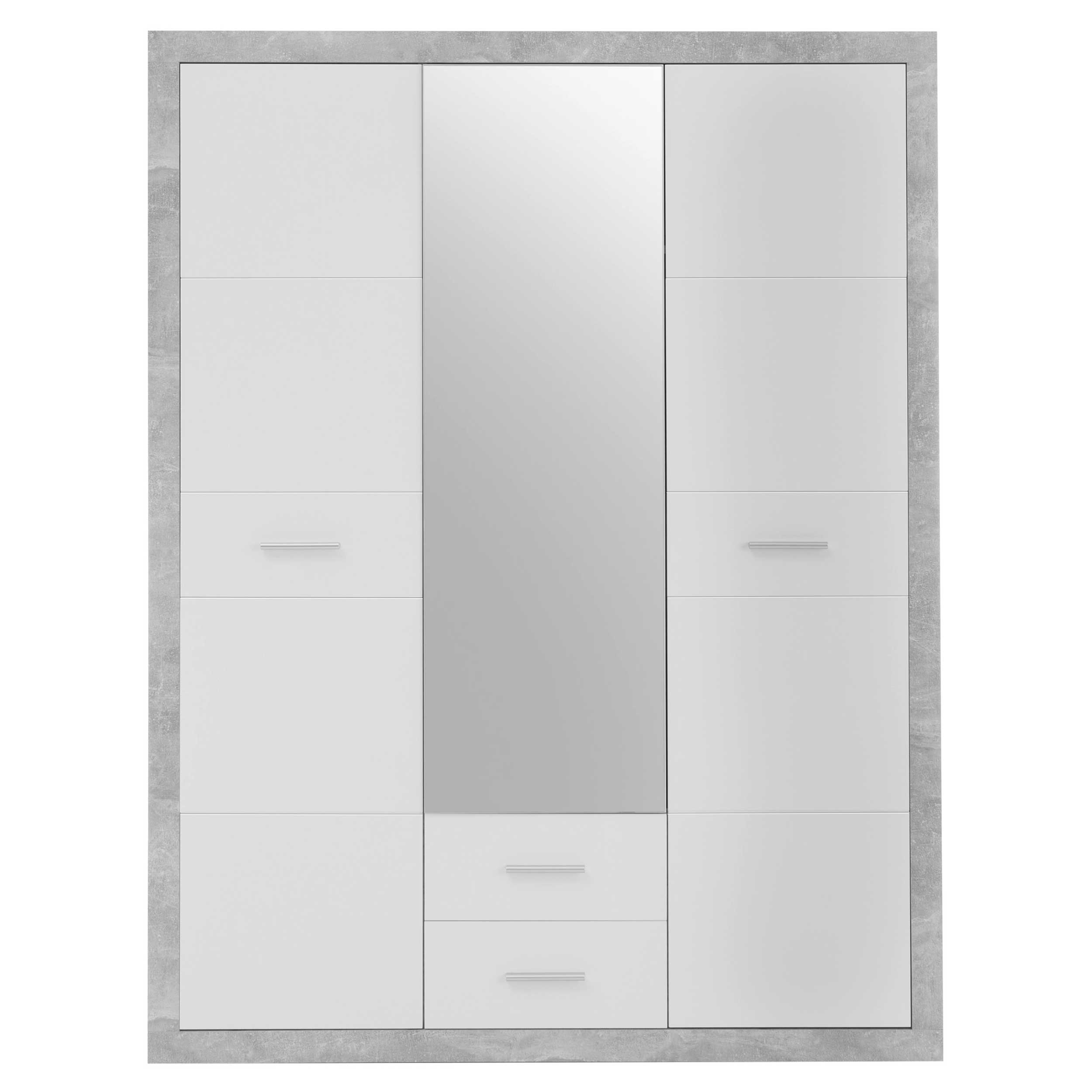 Armoire à vêtements Storck 151cm 3 portes & 2 tiroirs - béton/blanc - Image 4