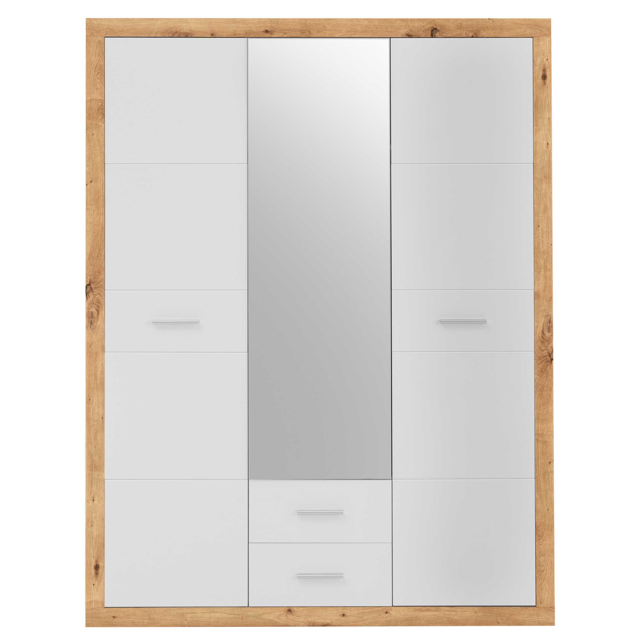 Armoire à vêtements Storck 151cm 3 portes & 2 tiroirs - chêne artisan/blanc - Image 4
