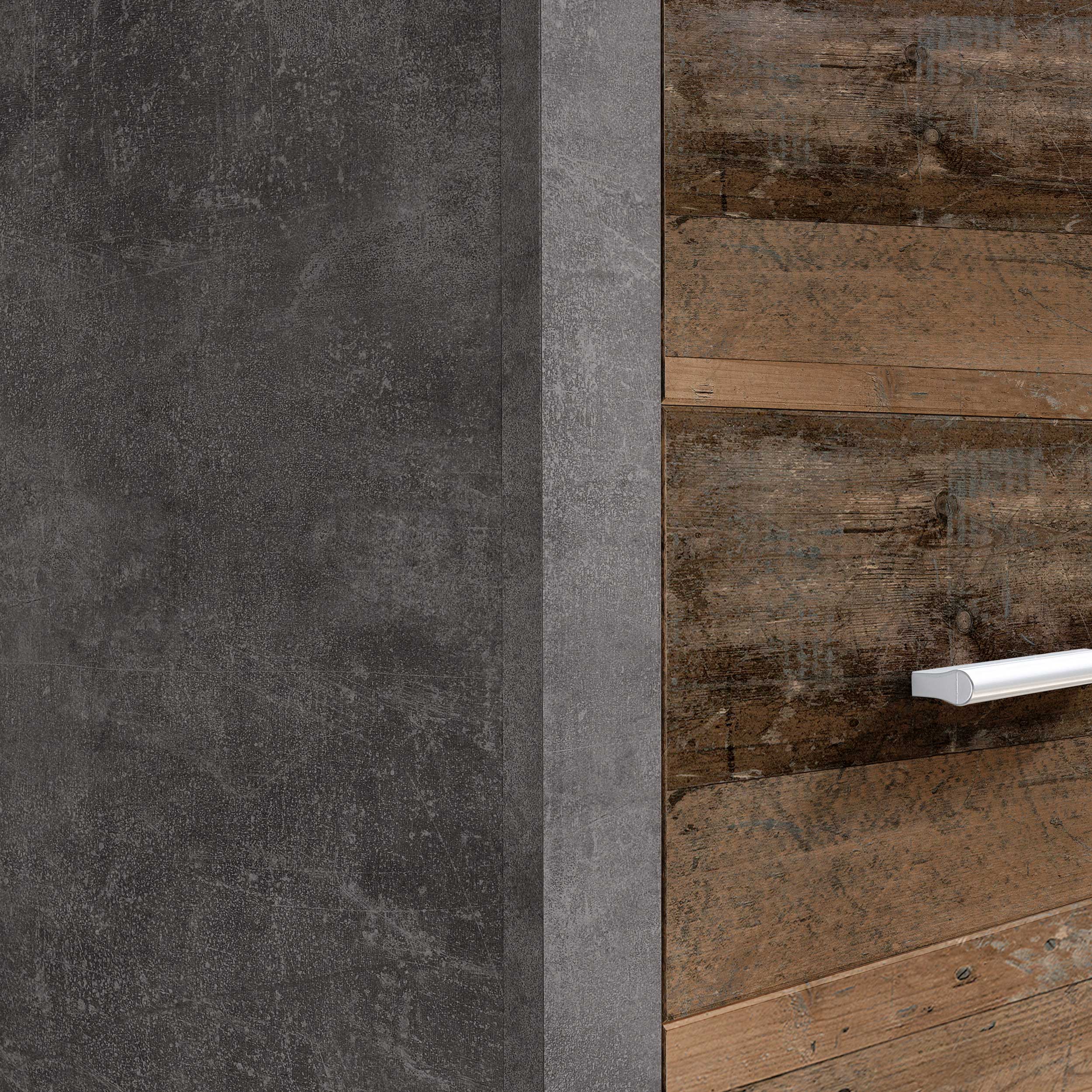 Armoire à vêtements Storck 151cm 3 portes & 2 tiroirs - vieux style/béton - Image 6