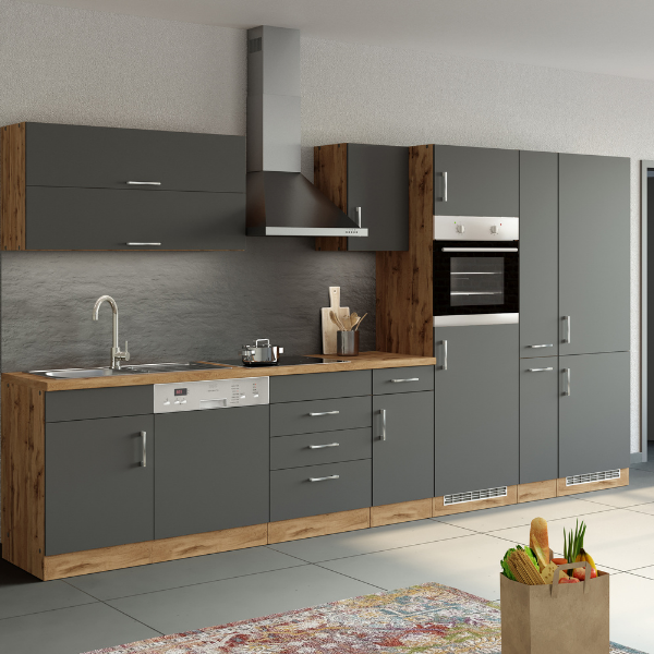 Armoire apothicaire Sorrella 30cm 2 tiroirs - anthracite/chêne - Image 4