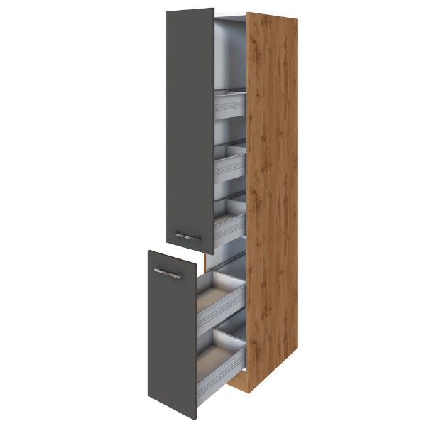 Armoire apothicaire Sorrella 30cm 2 tiroirs - anthracite/chêne - Image 7