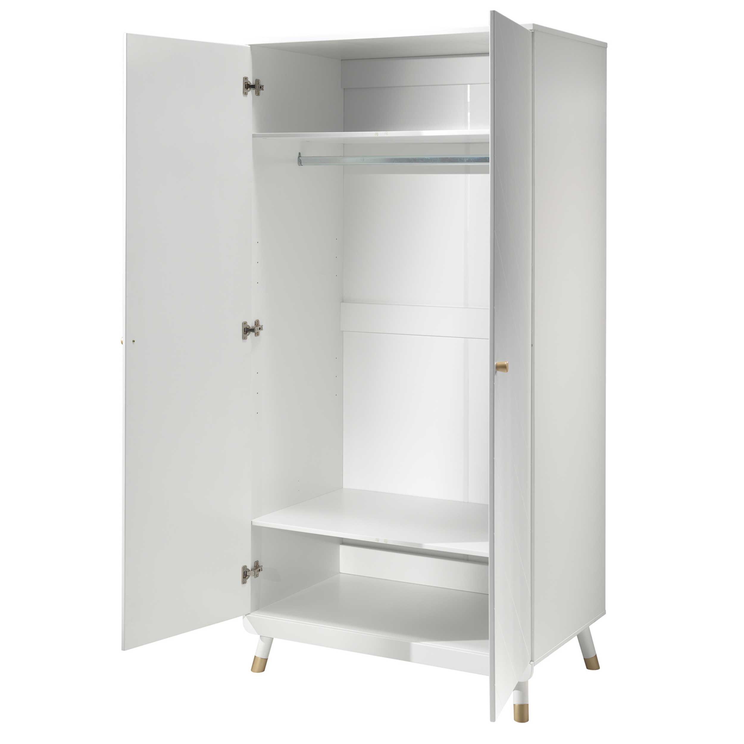 Armoire Billy 2 portes MDF - blanc/or - Image 4