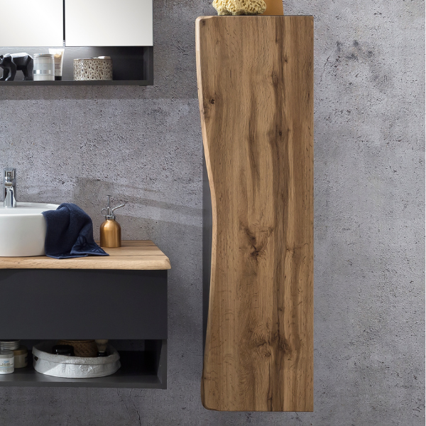 Armoire colonne Karan 37cm 1 porte - chêne/anthracite - Image 1