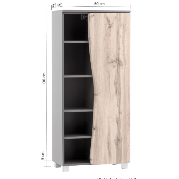 Armoire colonne Karan 60cm 1 porte - chêne - Image 5