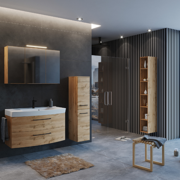 Armoire colonne ouverte Malvo 25cm 5 étagères - chêne - Image 5