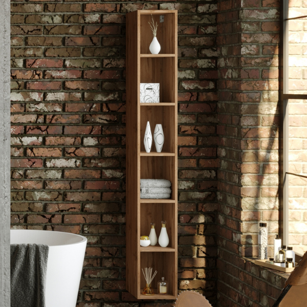 Armoire colonne ouverte Malvo 25cm 5 étagères - chêne