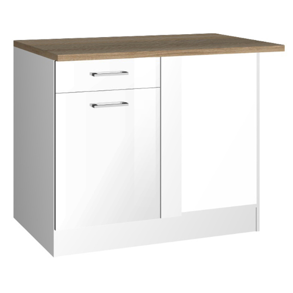 Armoire d'angle Ragnar 110cm avec porte & tiroir - blanc brillant/chêne - Image 1