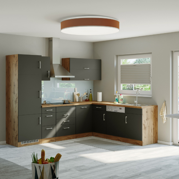 Armoire d'angle Sorrella 110cm 1 porte - anthracite/chêne - Image 4