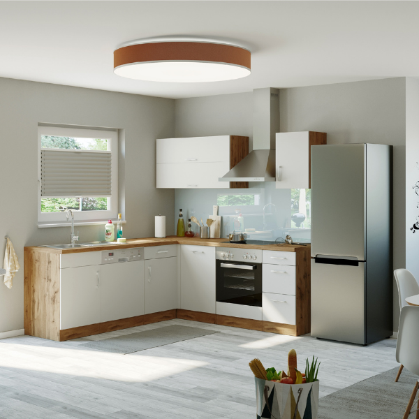 Armoire d'angle Sorrella 110cm 1 porte - blanc/chêne - Image 2