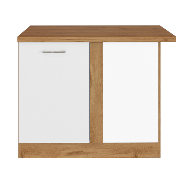 Armoire d'angle Sorrella 110cm 1 porte - blanc/chêne - Image 1