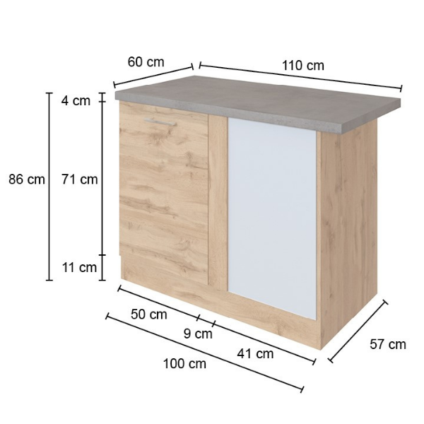 Armoire d'angle Sorrella 110cm 1 porte - chêne/graphite - Image 5