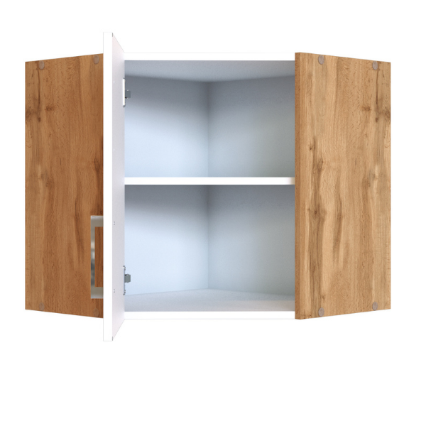 Armoire d'angle Sorrella 60cm 1 porte - blanc/chêne - Image 6
