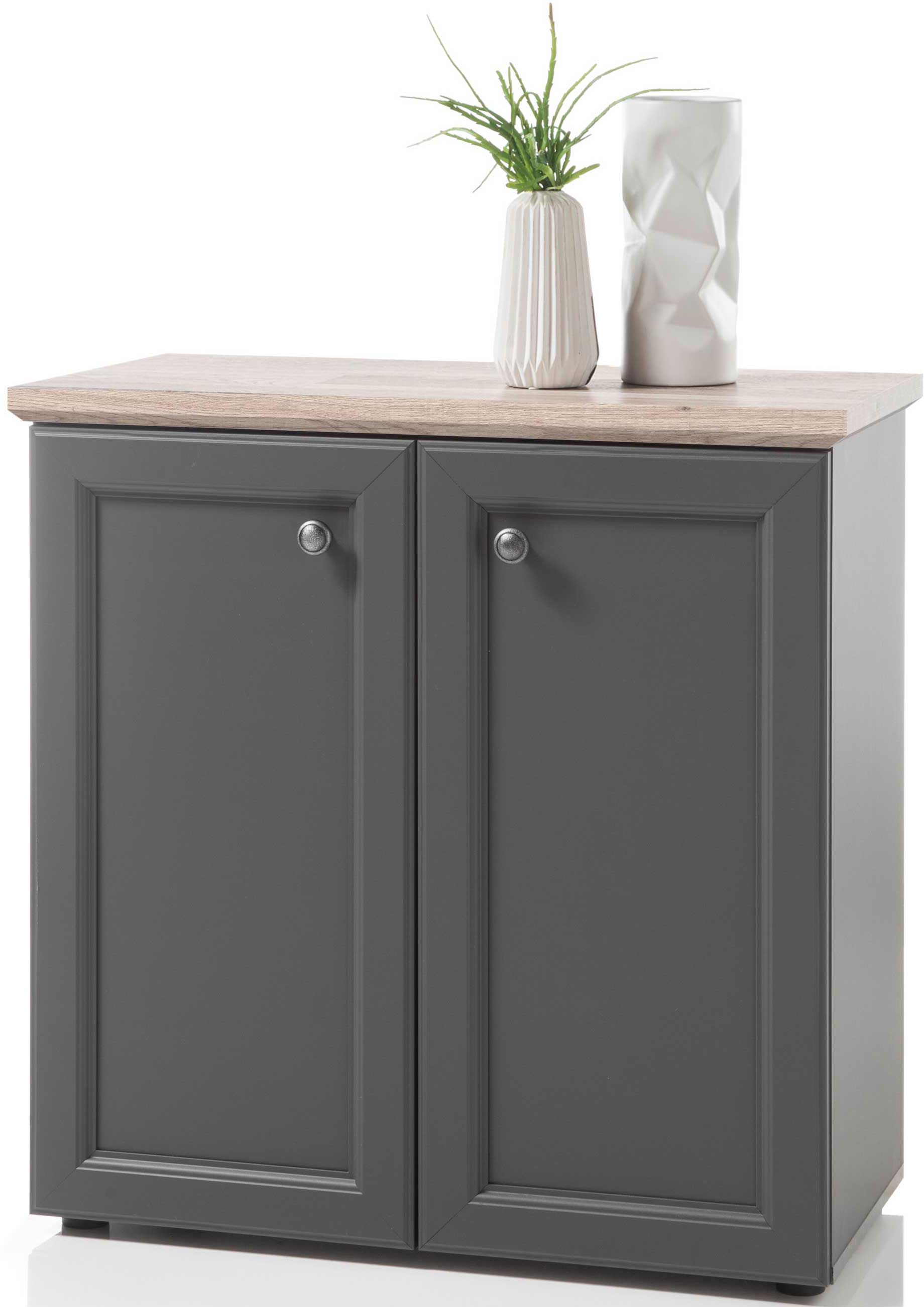 Armoire d'appoint Norah 82cm avec 2 portes - gris/brun - Image 2