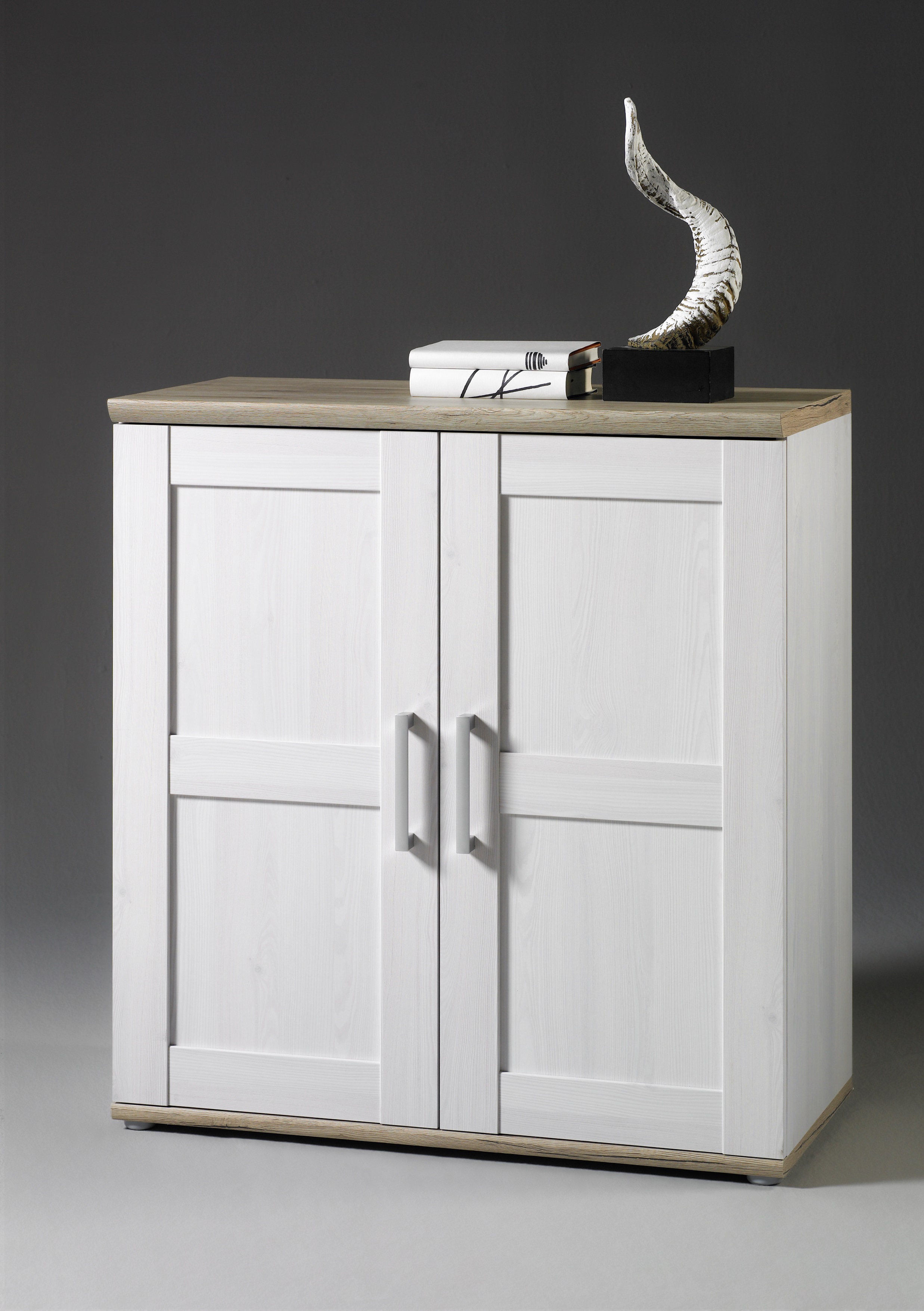 Armoire d'appoint Roman 93cm avec 2 portes - blanc/brun - Image 2