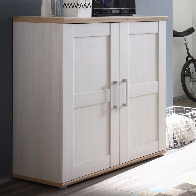 Armoire d'appoint Roman 93cm avec 2 portes - blanc/brun