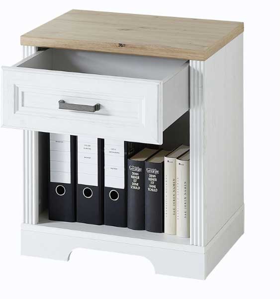 Armoire de bureau Samine avec tiroir de rangement - blanc/chêne - Image 1