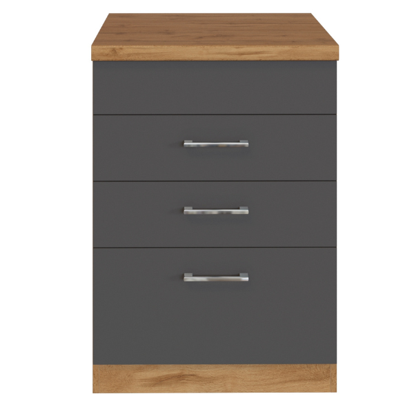 Armoire de cuisine pour plaque cuisson Sorrella 3 tiroirs - anthracite/chêne - Image 9